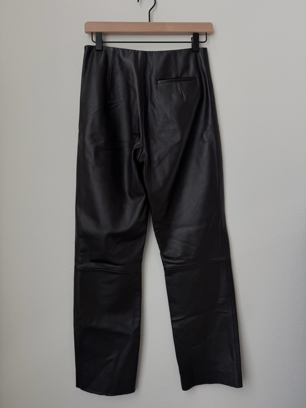 The Frankie Shop Genuine Lambskin Leather Straight Leg Pants Dark Brown Size XS - Picture 3 of 11